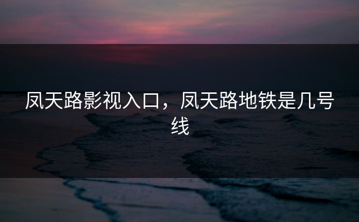 凤天路影视入口，凤天路地铁是几号线